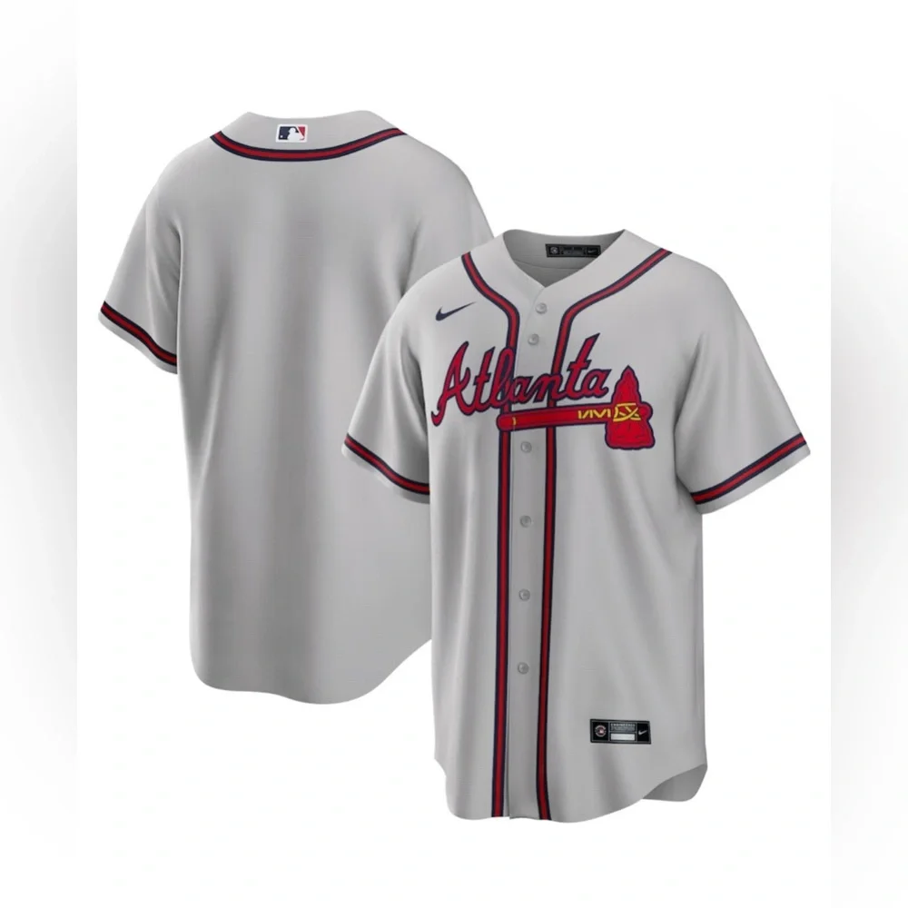 Nike Authentic Atlanta Braves MLB Baseball Gray Jersey Men's Size: L - Picture 2 of 6